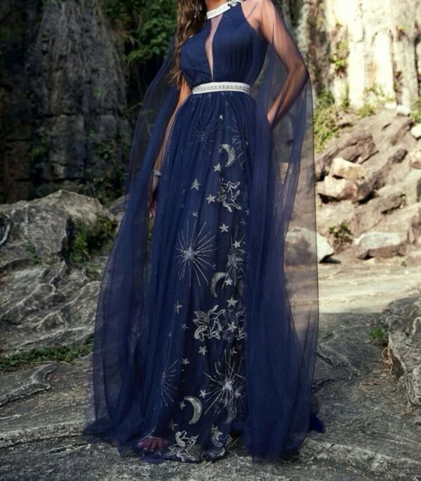 Navy Blue Halter Dress