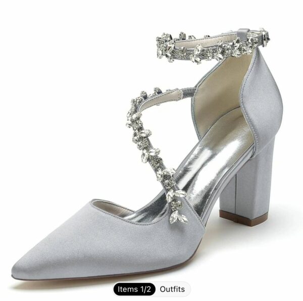 Silver block heel